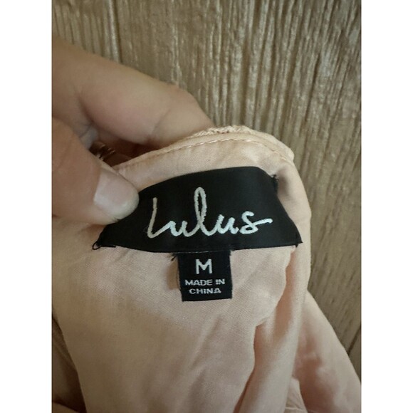 Lulu's Ryleigh Blush Pink Tie-Front Pleated Lace Mini Dress Size Medium Ruffle - Picture 4 of 7